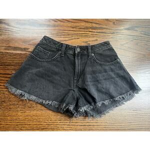 H&M FRAYED-EDGE DENIM SHORTS Sz. 0 black NWOT